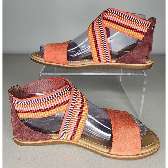 SOREL Ella Orange Fall Multicolor Strappy Sandals Crisscross Womens Size 7 EU 38 - Picture 2 of 10